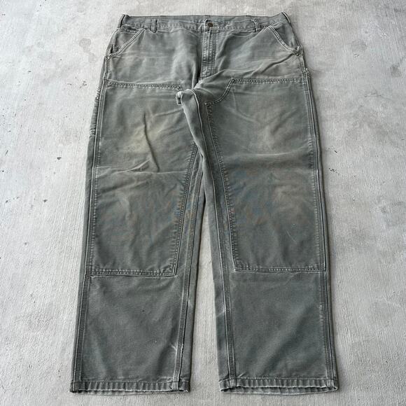 Vintage Y2K Carhartt MOS green double knee work wear carpenter pants - Picture 1 of 9